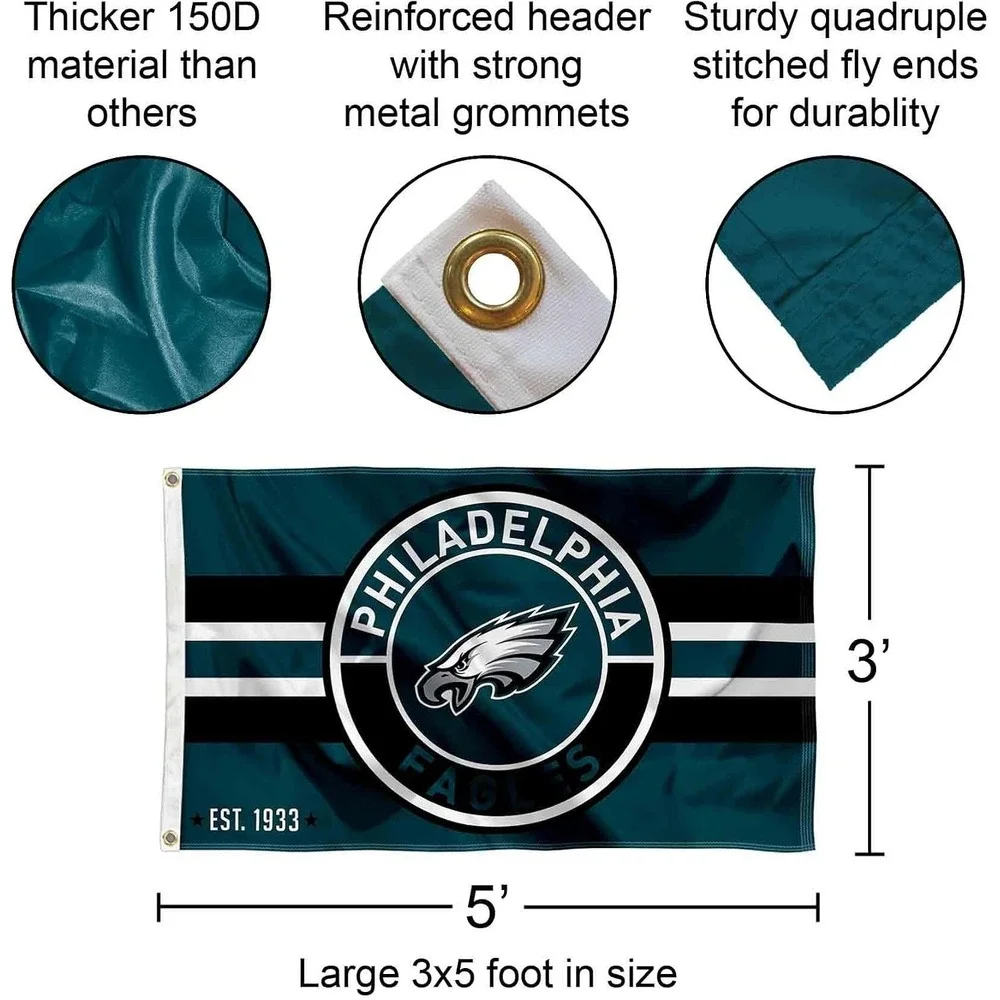 Philadelphia Eagles WinCraft Patch Circle Logo Flag 3x5 Foot Banner NFL NEW